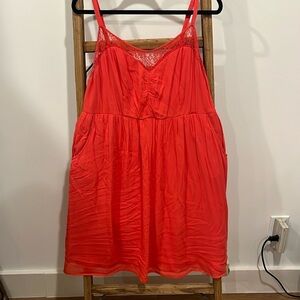 Torrid Coral Vneck Lace Spaghetti Strap Dress-2